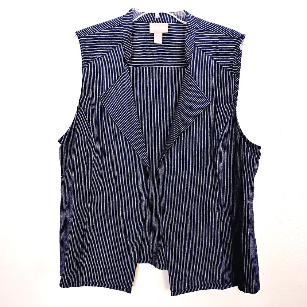 Chico's Open Front Vest Linen Blend ~ Size 2 (12-14)